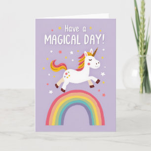Tarjeta de arcoíris de unicornio soñador
