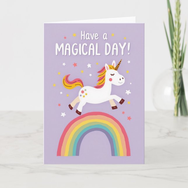 Tarjeta de arcoíris de unicornio soñador (Anverso)