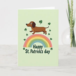 Tarjeta de arcoíris del dachshund afortunado