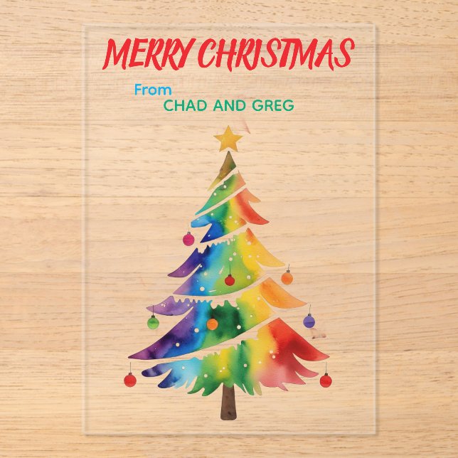 Tarjeta de arcoíris personalizable de Navidad feli (Anverso)