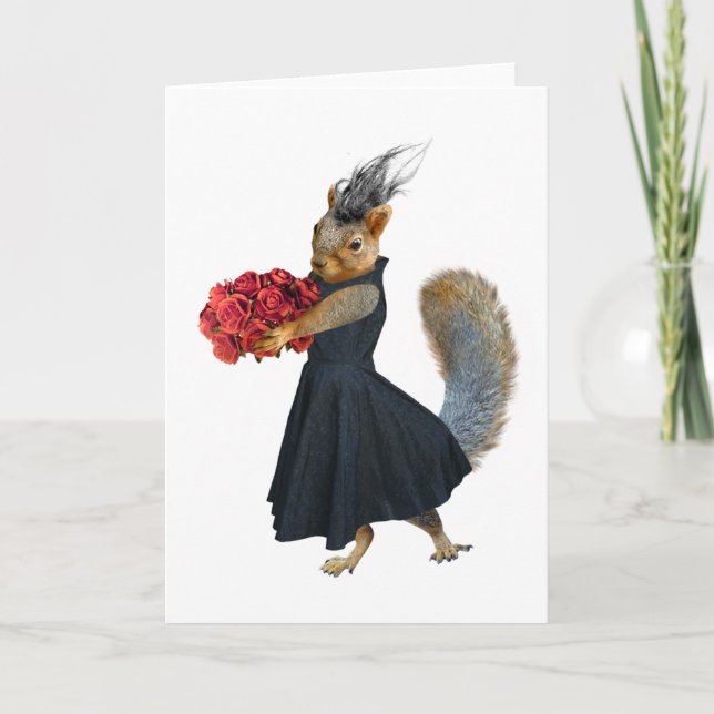 Tarjeta de ardilla con Rosa (Anverso)