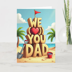 Tarjeta de arena Papá te queremos orilla del mar