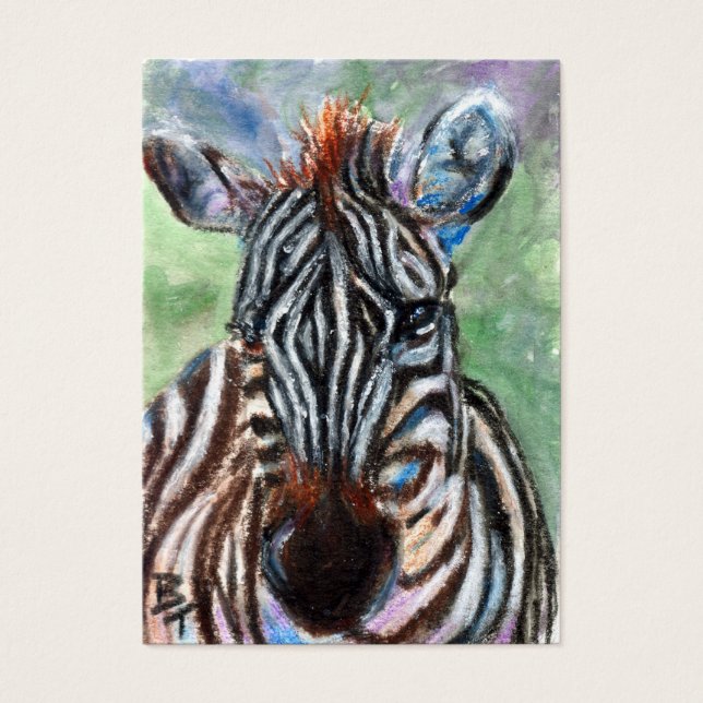 Tarjeta de arte ACEO de Zebra Portrait (Frente)