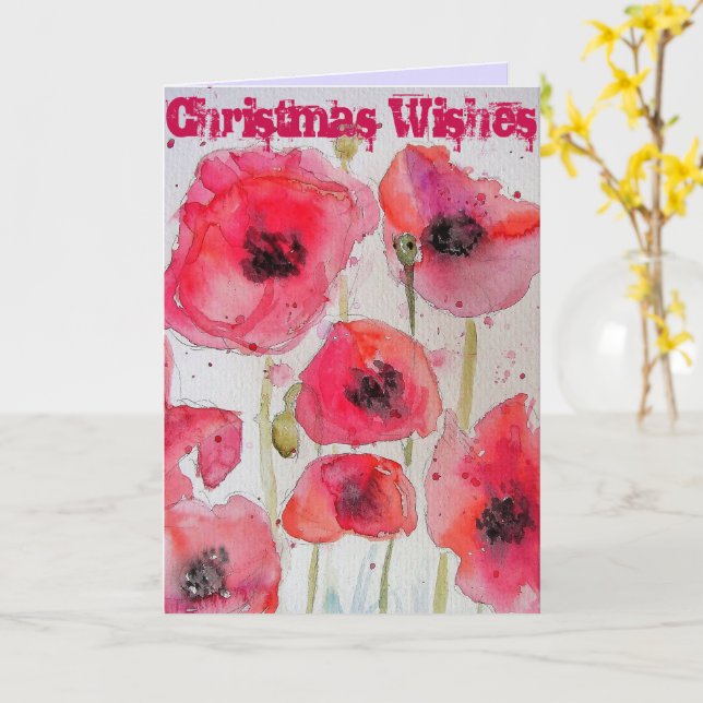 Tarjeta de arte acuarela Navidades de la flor de a (flor amarilla)