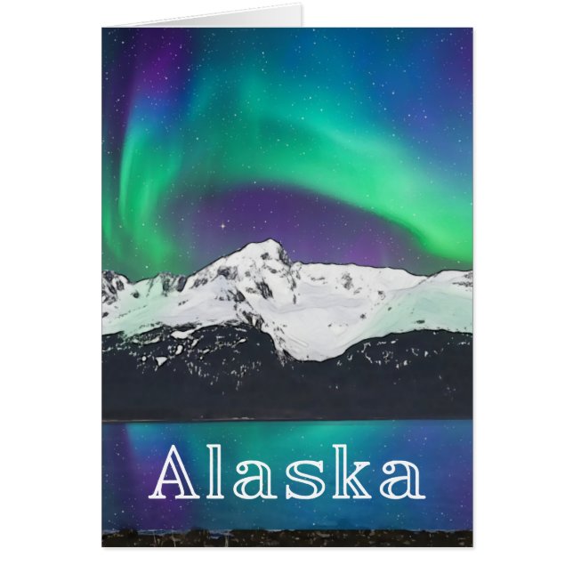 Tarjeta de arte Alaska Aurora - 5" x 7" (Frente)