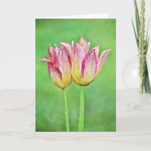 Tarjeta de arte Artsy Happy Twin Tulips