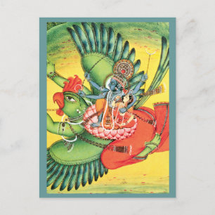 Tarjeta de arte azul vishnu hindú