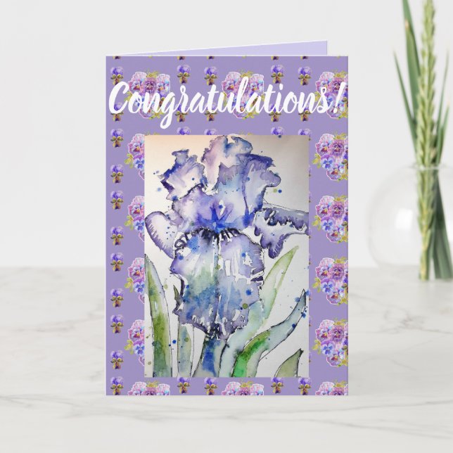 Tarjeta de arte Blue Iris Flower Floral Conregatul (Anverso)