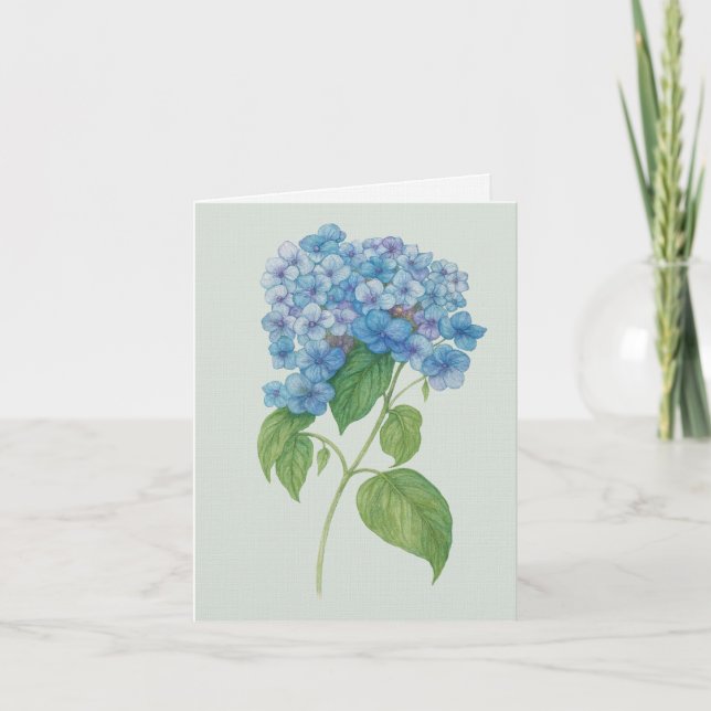 Tarjeta de Arte Botánico de Hortensia Azul — Tarje (Anverso)