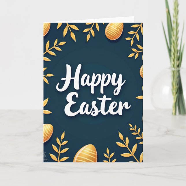 Tarjeta de arte botánico de Pascua feliz (Anverso)