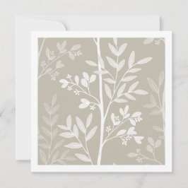 Tarjeta de arte botánico de silueta floral beige n