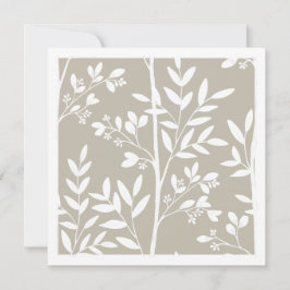 Tarjeta de arte botánico de silueta floral beige n