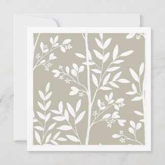 Tarjeta de arte botánico de silueta floral beige n
