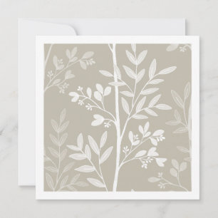 Tarjeta de arte botánico floral beige neutral