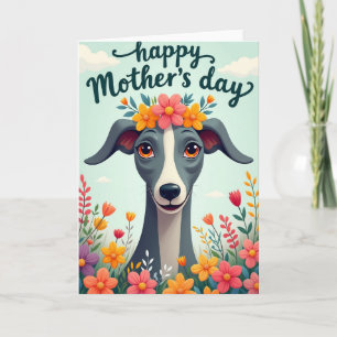 Tarjeta de arte canino Corona floral