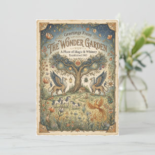 Tarjeta de arte caprichoso vintage de dragones y u