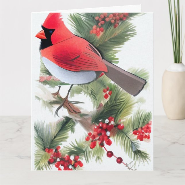 Tarjeta de arte cardenalicia de Navidad (Anverso)