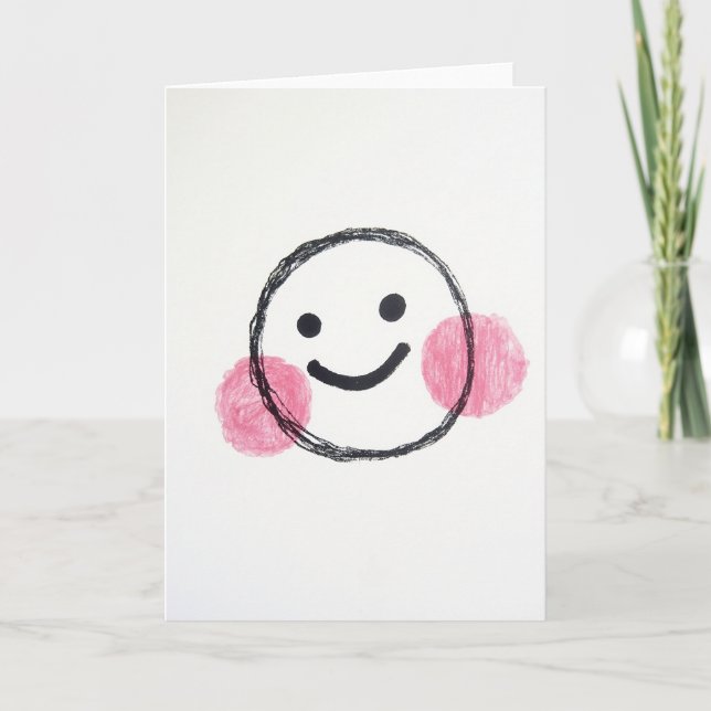 Tarjeta de arte con cara feliz dibujada a mano (Anverso)