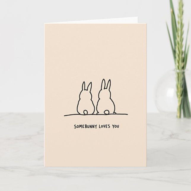 Tarjeta de Arte con Dibujo de Amor de Conejo (Anverso)