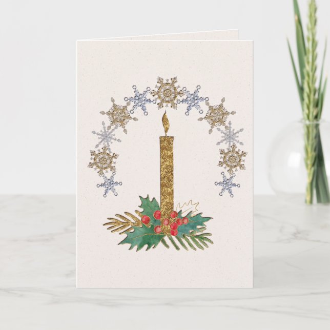 Tarjeta de arte con luz de velas de Navidad (Anverso)