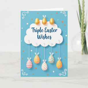 Tarjeta de arte con triples deseos de Pascua