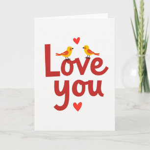 Tarjeta de arte corazón de pájaros que te aman