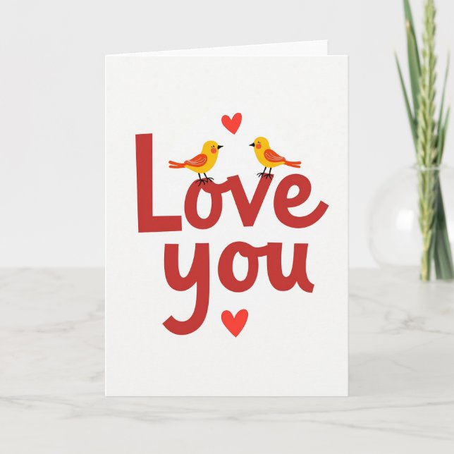 Tarjeta de arte corazón de pájaros que te aman (Anverso)