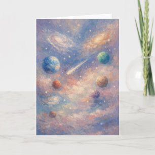 Tarjeta de Arte Cósmico – Planetas y Galaxias