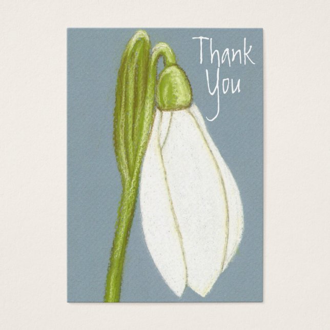 Tarjeta de arte de Aceo ~ Snowdrop Gracias (Frente)
