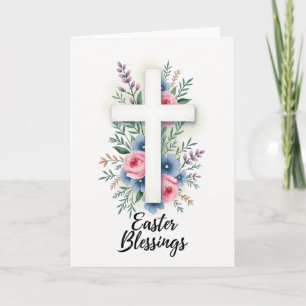 Tarjeta de arte de acuarela de cruz floral