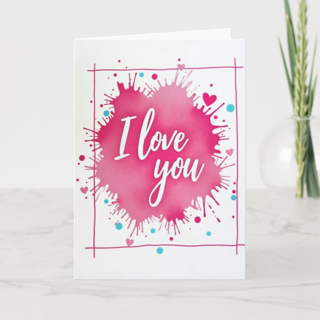 Tarjeta de Arte de Acuarela 'Te Amo' (Anverso)