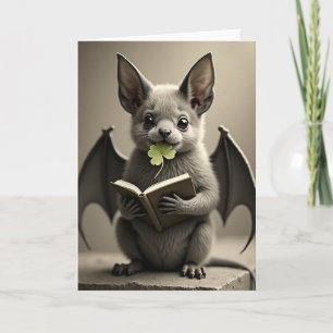Tarjeta de arte de amigo perro murciélago lindo