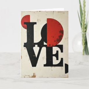 Tarjeta de arte de amor minimalista rojo y negro