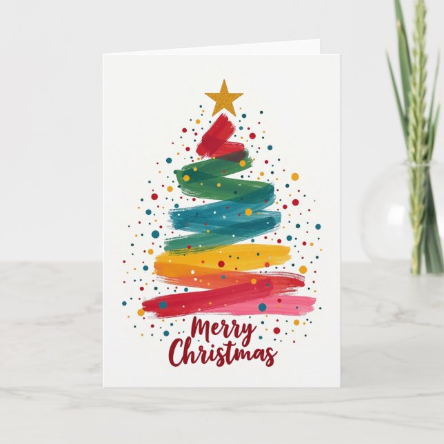 Tarjeta de arte de árbol de Navidad abstracto (Anverso)