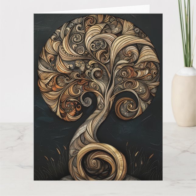 Tarjeta de arte de árbol espiral esculpido (Anverso)