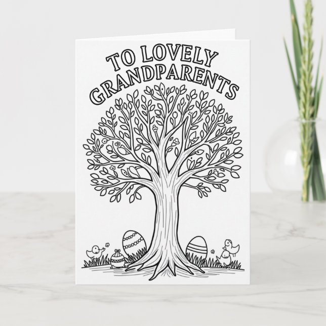 Tarjeta de arte de árbol para queridos abuelos (Anverso)