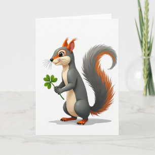 Tarjeta de arte de ardilla afortunada