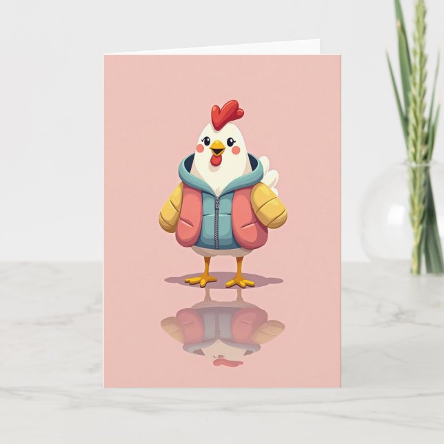Tarjeta de Arte de Ave Lindo con Chaqueta (Anverso)