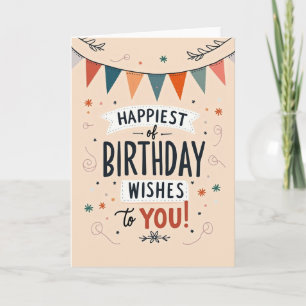 Tarjeta de arte de banderines de cumpleaños alegre