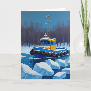 Tarjeta de arte de barco del Día del Padre helado
