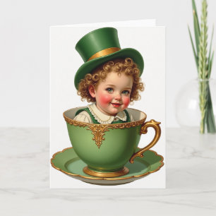 Tarjeta de arte de bebé en taza de té