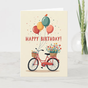 Tarjeta de arte de bicicleta de cumpleaños