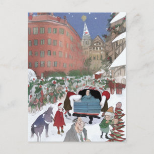 Tarjeta de arte de Boston en Navidad