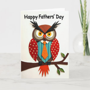 Tarjeta de arte de búho del Día del Padre sabio