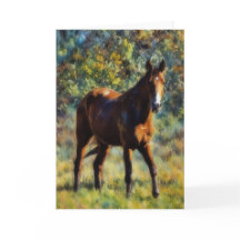 Tarjeta de arte de caballo bonito en prado pacífic
