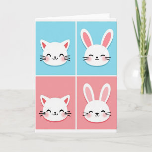 Tarjeta de arte de caras de animales lindos