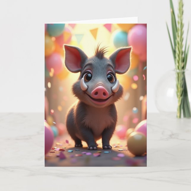 Tarjeta de Arte de Cerdito Alegre (Anverso)