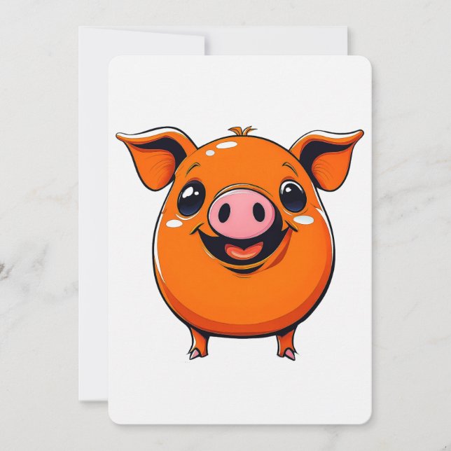 Tarjeta de arte de cerdo sonriente (Anverso)