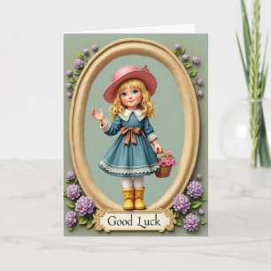 Tarjeta de Arte de Chica con Suerte