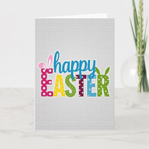Tarjeta de arte de colores divertidos de Pascua fe